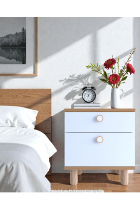 FLORADESİGN SUSSE Komodin 2 Çekmeceli Bohem Ahşap Ayaklı Komodin