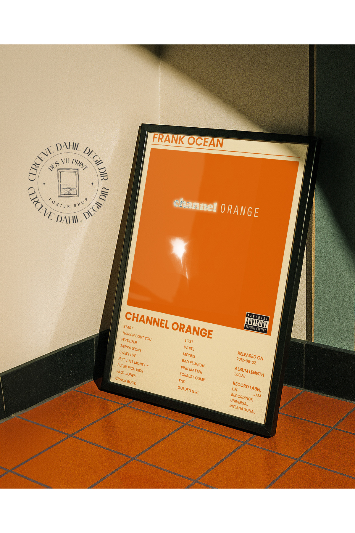 DES VU PRINT Frank Ocean Channel Orange Albüm Posteri, Çerçevesiz