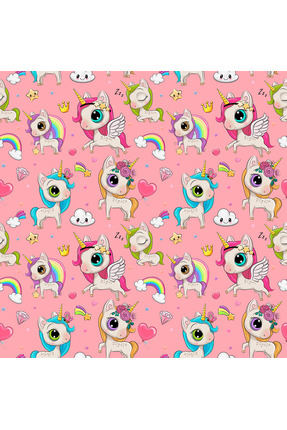 Novinqa Tatlı Unicorn Desenli Baskılı Kumaş