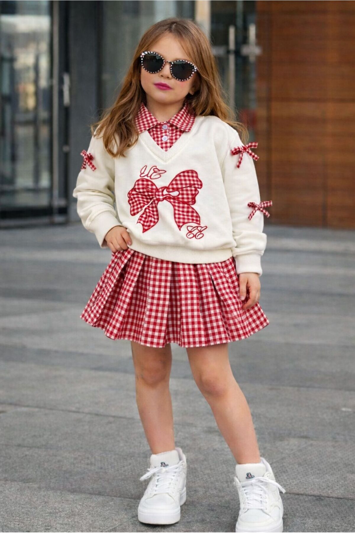 KOKOŞ BEBEK Yaka Detaylı Sweat & Ekose Etek Kız Çocuk Takımı – 2/10 Yaş - 31632 fotoğrafı 4 (önizleme)