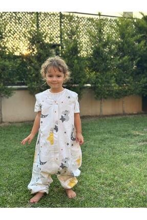 zeymurkids Kışlık Çocuk Uyku Tulumu %100 Doğal Pamuk Pazen Sarı Koala Desenli...
