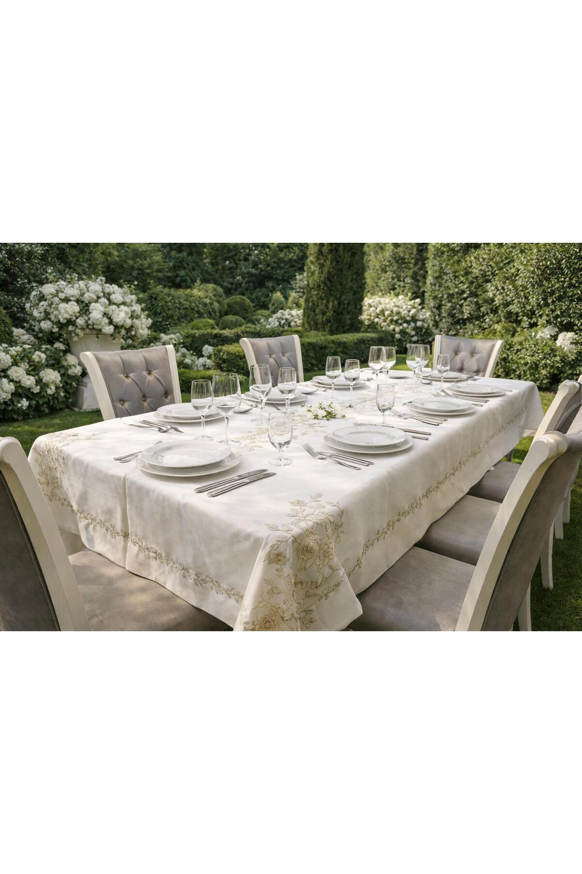 Tablecloth Simella Model /Silver Gold /Living Room/ Carefree Stainproof Fabric