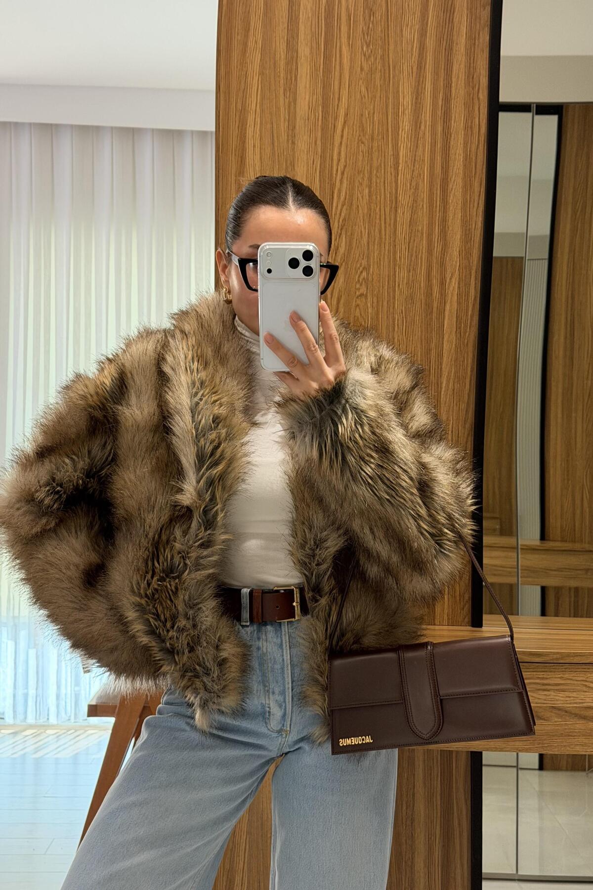 Gizem Ecemiş  Blaby Kahve Geçişli Kürk - Görsel 2