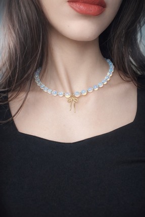 Aurevyn Design Doğal Taş Kolye, Opal Taşı Hematit Fiyonk Kolye, Choker Kolye
