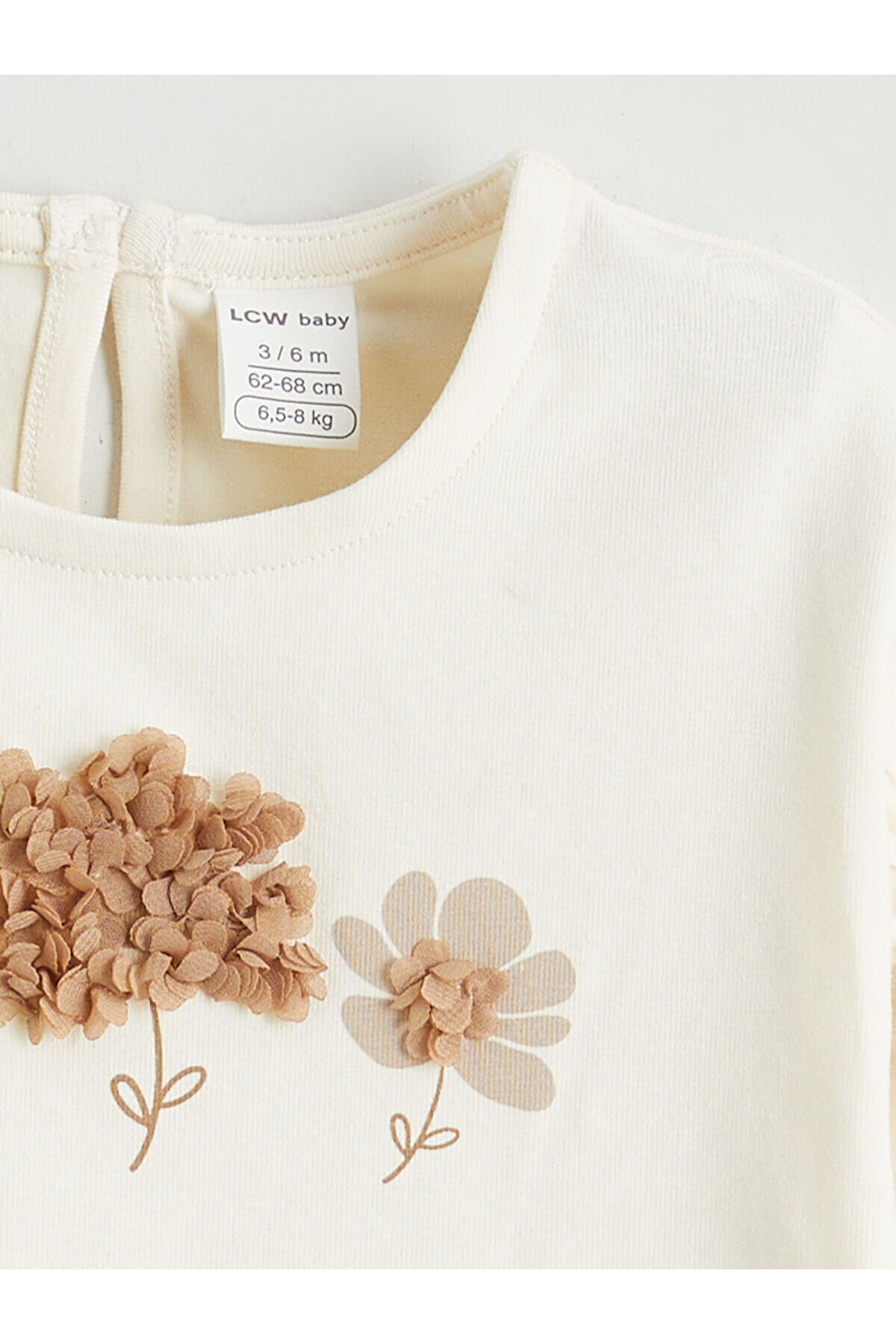 LC Waikiki Nevaa Collection Ekru Çiçek Baskılı Kız Bebek Tişört ve Eşofman Alt Takım fotoğrafı 4 (önizleme)