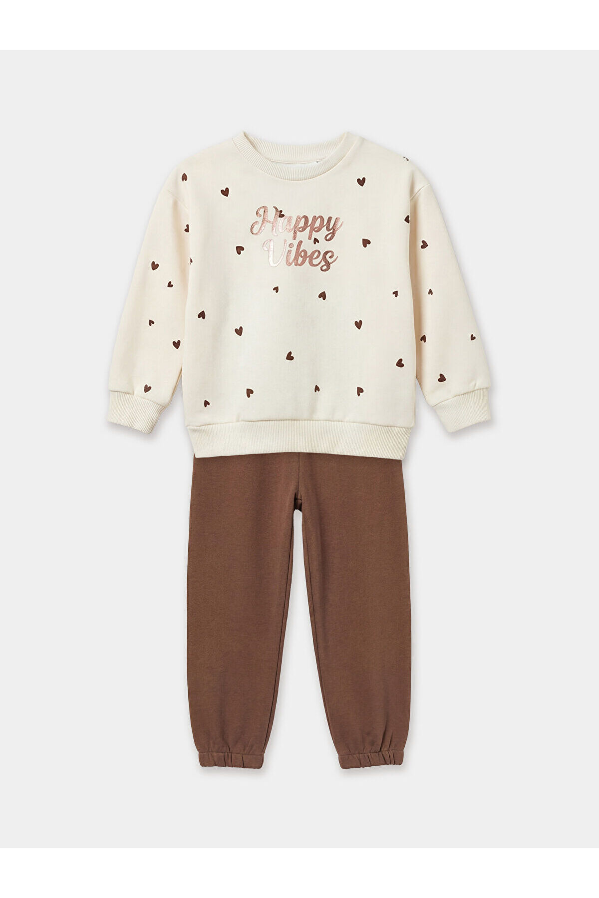 LC Waikiki Nevaa Collection Kahverengi Baskılı Kız Çocuk Sweatshirt ve Eşofman Altı fotoğrafı 2 (önizleme)