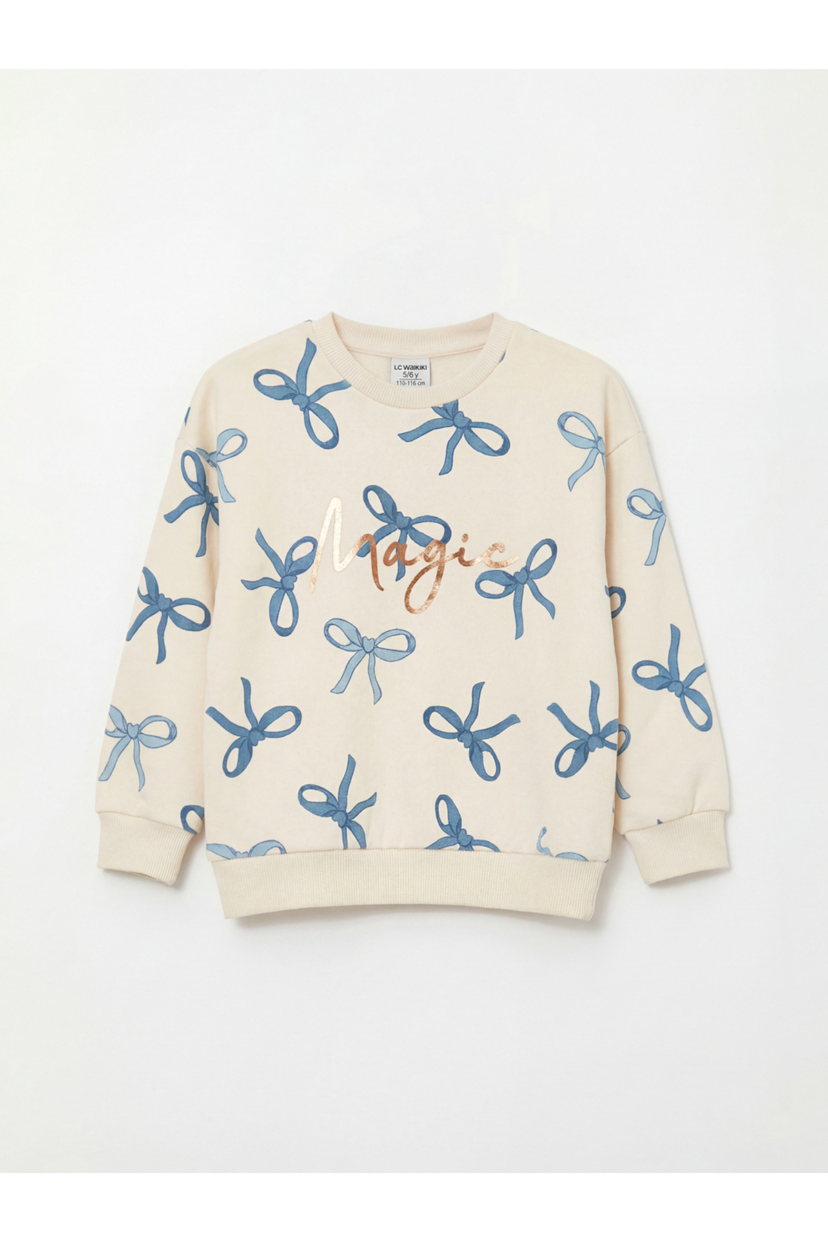 LC Waikiki Elsiva Collection Ekru Fiyonk Desenli Kız Çocuk Sweatshirt ve Pantolon fotoğrafı 2 (önizleme)