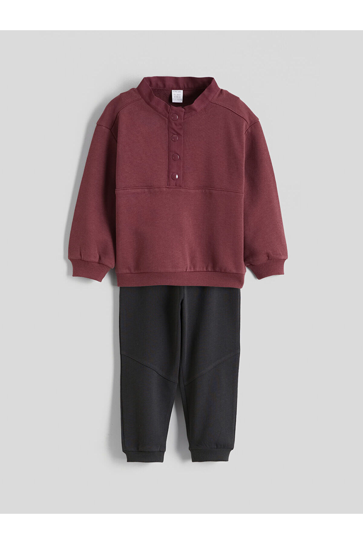 LC Waikiki Esse Collection Bordo Erkek Bebek Kalın Sweatshirt ve Eşofman Altı fotoğrafı 2 (önizleme)