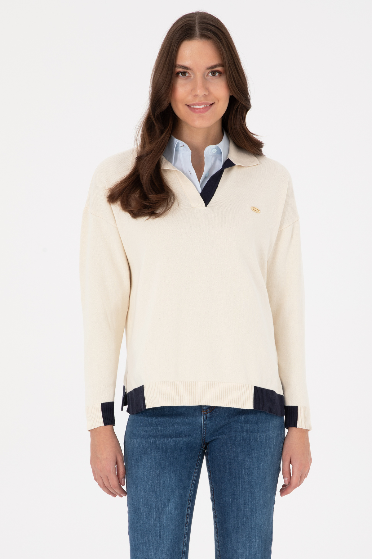 U.S. Polo Assn.  Kadın Krem Kazak 50314905-VR256 - Görsel 2