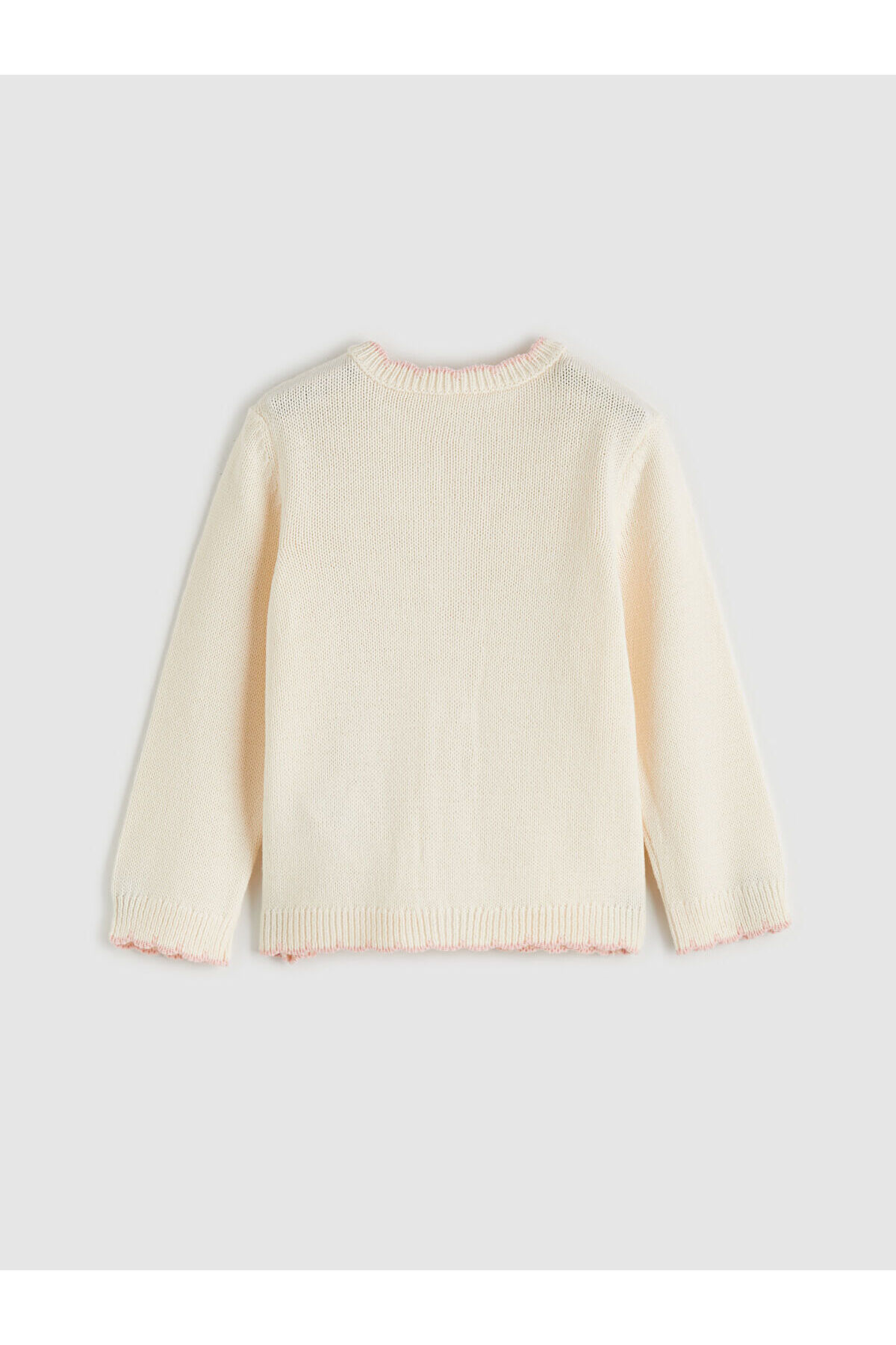 LC Waikiki Meral Collection Ekru Standart Kalıp Kız Çocuk Nakışlı Triko Hırka fotoğrafı 2 (önizleme)