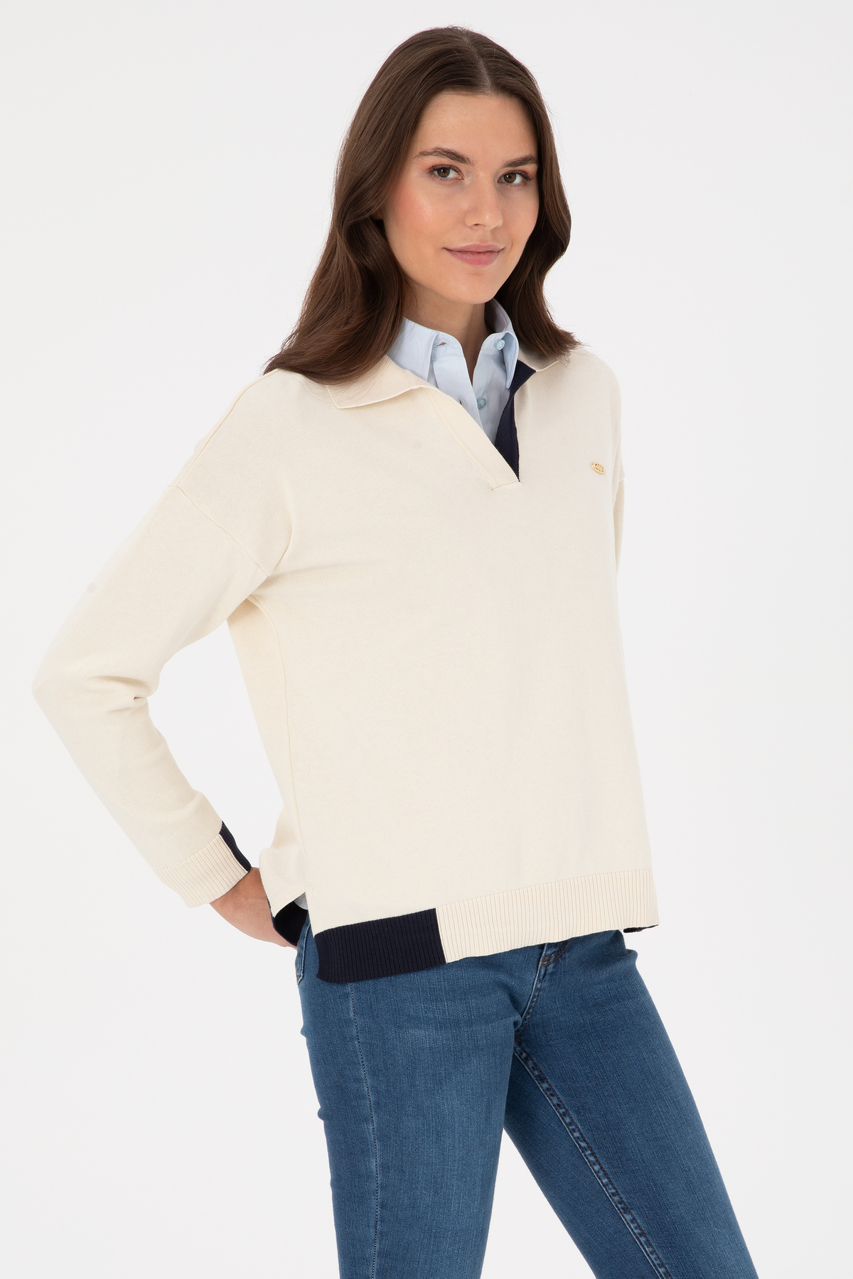 U.S. Polo Assn.  Kadın Krem Kazak 50314905-VR256 - Görsel 3