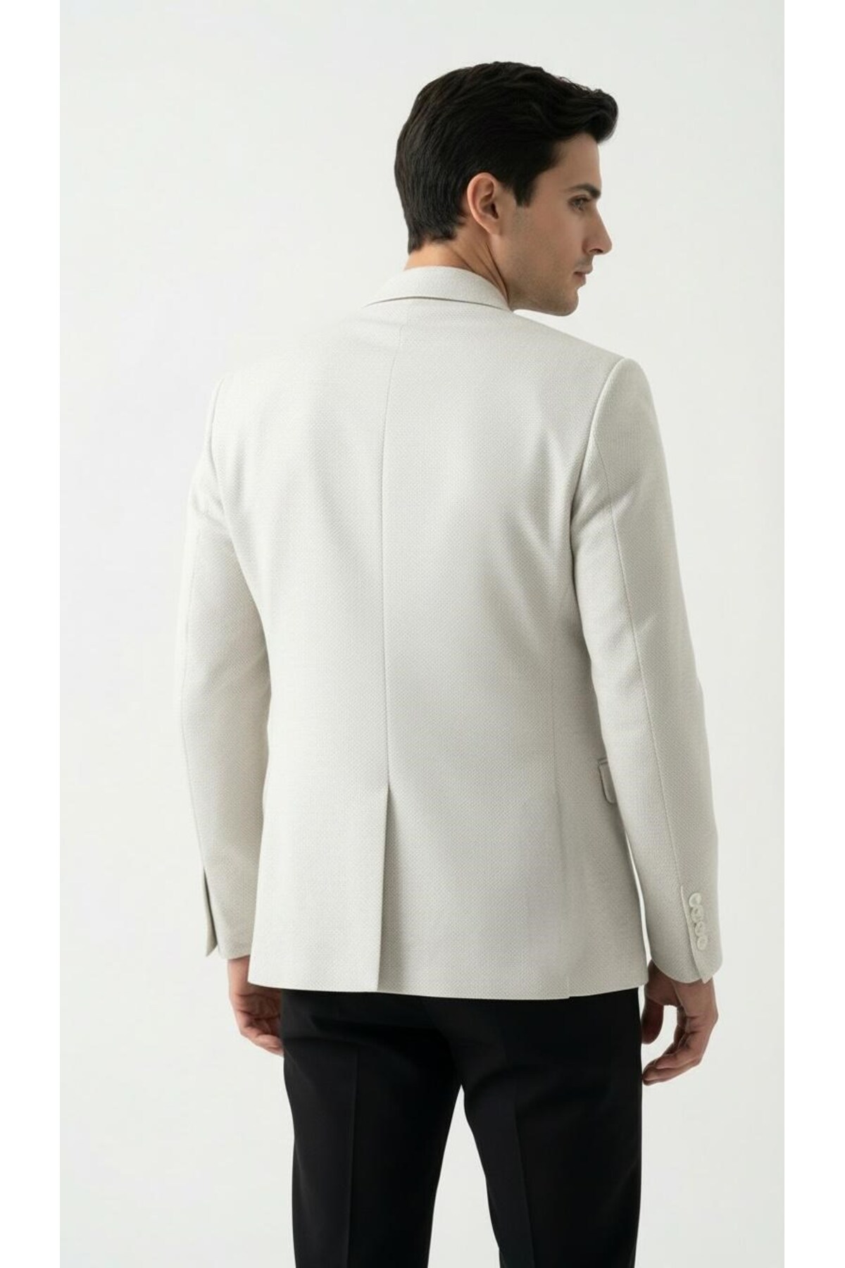 Plus Scorpion Erkek Karyağdı Desenli Slim Fit Blazer Ceket, Siyah & Bej, Şık Günlük ve Ofis Kombin görsel 6