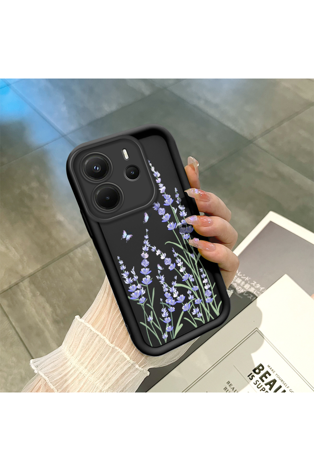 Redmi Note 14 Compatible Silicone Material Shockproof Black Color Case Fashion Pattern