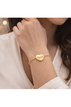ROYA GOLD İsimli Kalp Bileklik