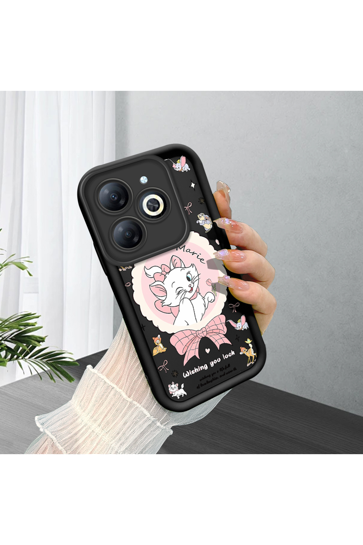 Tecno Spark 20/20C Compatible Silicone Material Shockproof Black Color Case Cute Cat