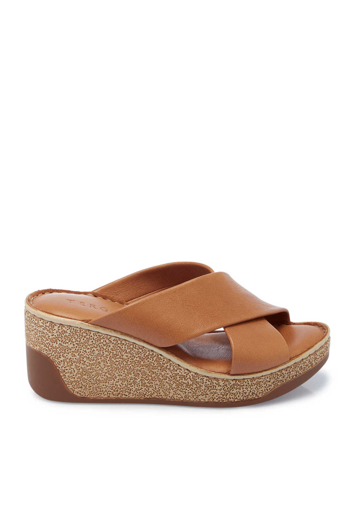 Tan Genuine Leather Women's Slippers-K25Y1TR67834-A29