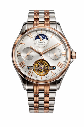 Ferrucci Automatic Erkek Saat Çelik Kordon Rose Gold Gümüş