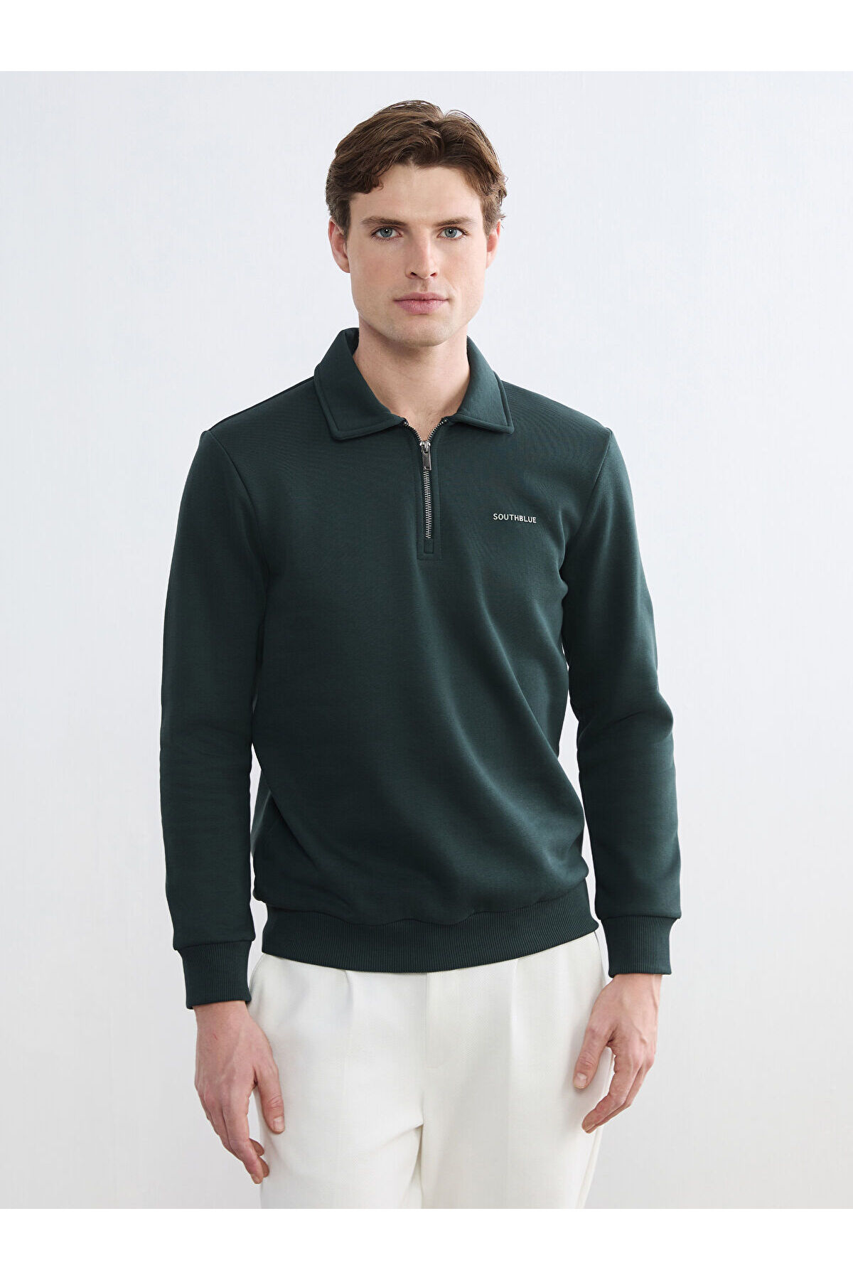 LC Waikiki Özmarka New Season Polo Neck Printed Men's Thick Sweatshirt