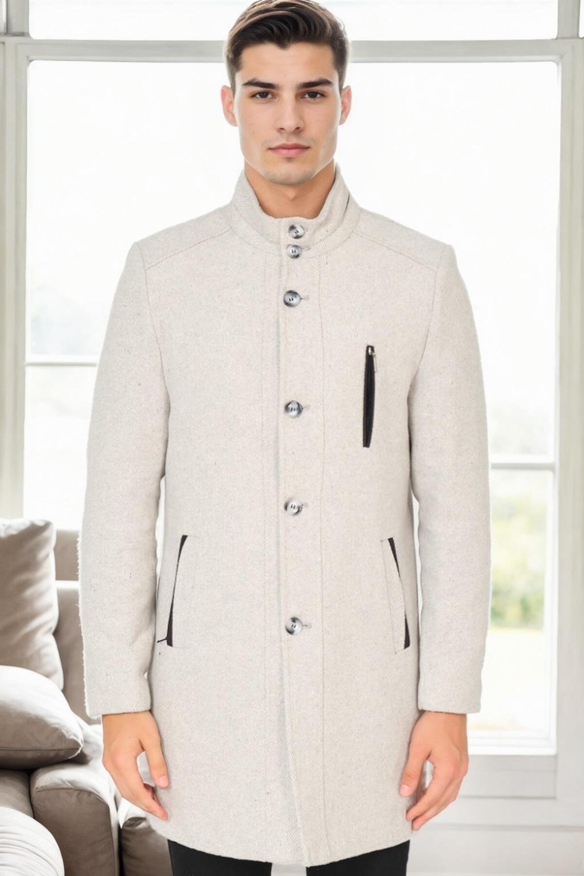 Dewberry Erkek Palto Kaşe Sıcak Tutan Şık Günlük Klasik Trend Model — رنگارنگ PLT9386 DEWBERRY OVERCOAT