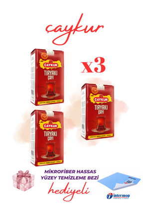 Çaykur Tiryaki Siyah Dökme Çay 3 x 1 Kg İntermop Hassas Yüzey Temizleme Bezi