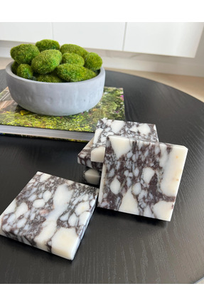 Pergamon Marble & Design Mermer bardak altlığı 4 adet mat yüzey