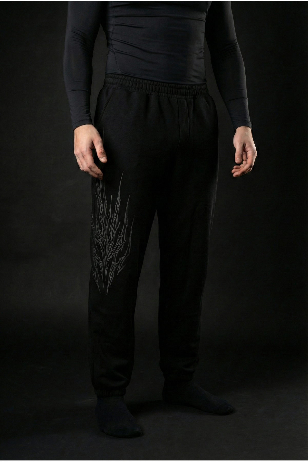 Liber  Fire - Erkek Siyah Baskılı Eşofman Altı Rahat Kesim Cepli Jogger - Görsel 2