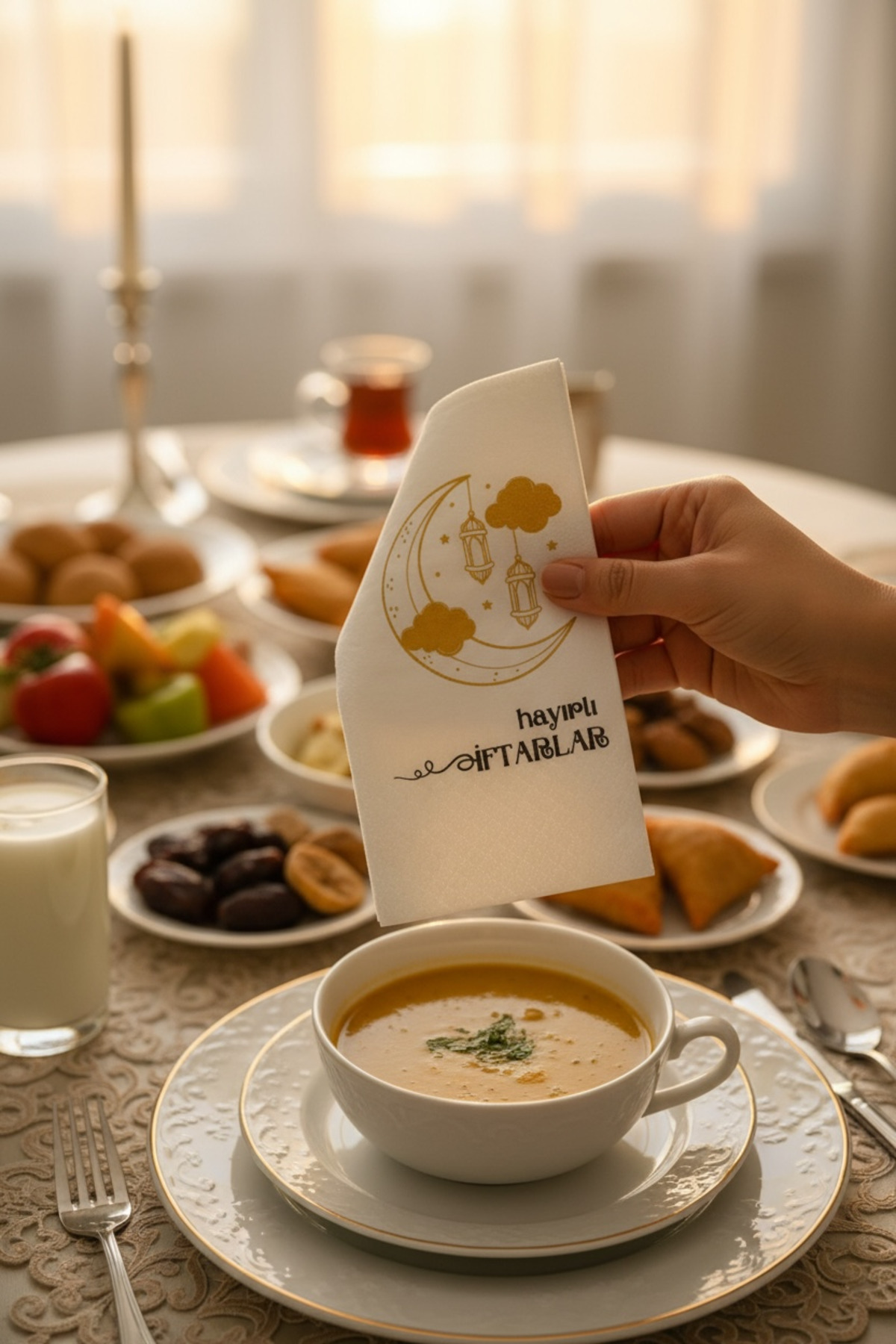 Ramazan Ayına Özel Baskılı Desenli İftar Peçetesi 25'li Paket