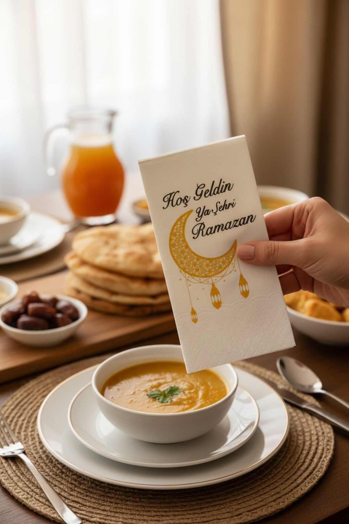 Ramazan Ayına Özel Baskılı Desenli İftar Peçetesi 25'li Paket
