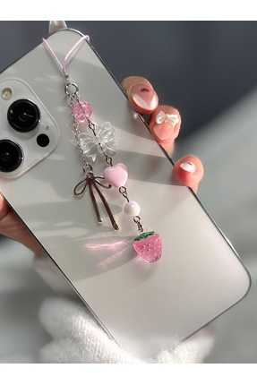 MİRAZ TASARIM Çilek Figürlü Telefon Charmı | Y2K Kawaii Pembe Charm – Estetik...