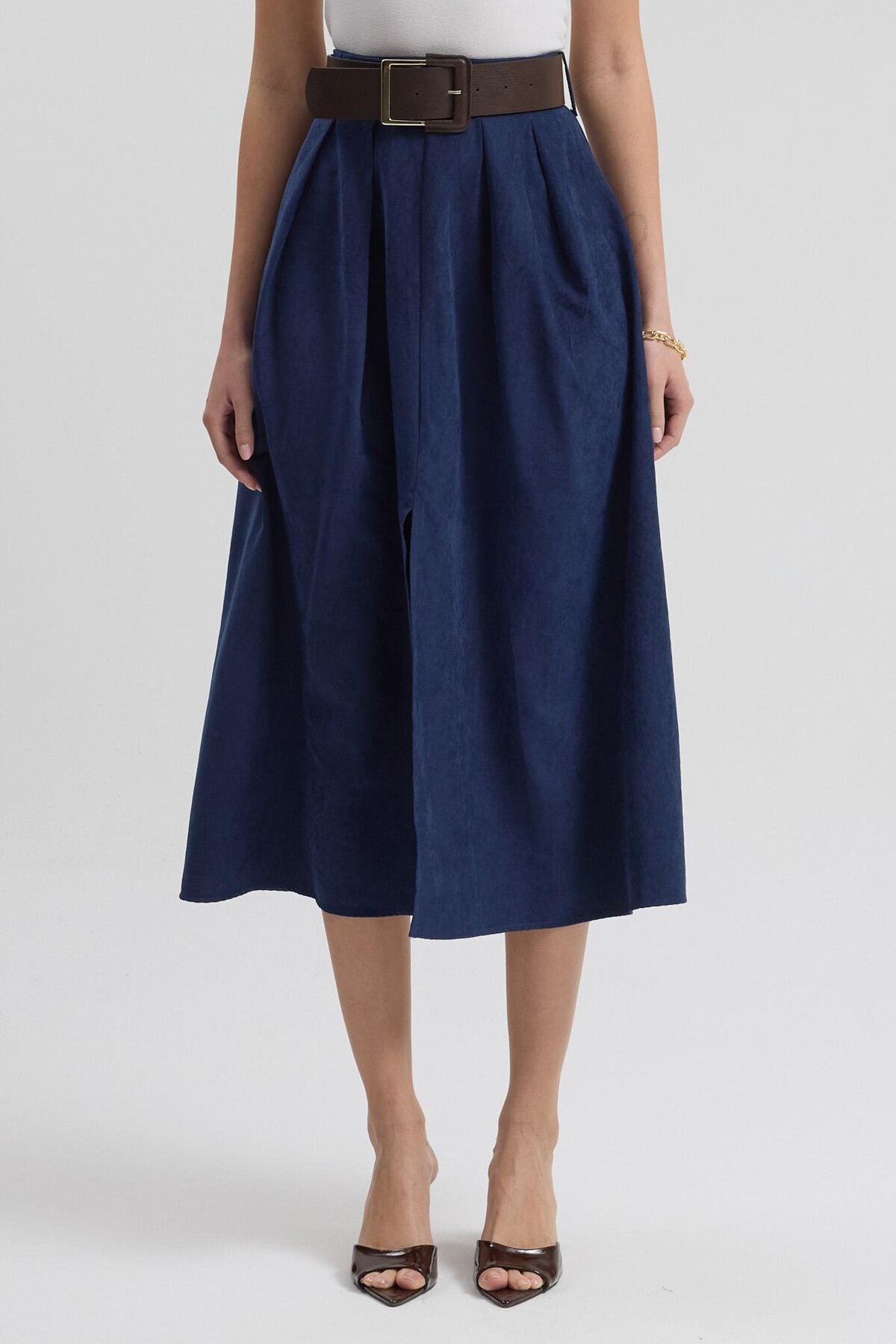 Lijuri  Kalın Toka Kemerli Yırtmaçlı Etek 4082 - Görsel 3