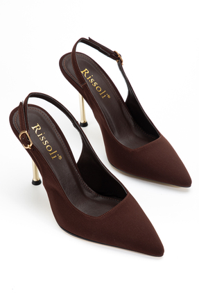 RİSSOLİ Kadın Kahverengi Saten Arkası Açık İnce Topuklu Stiletto