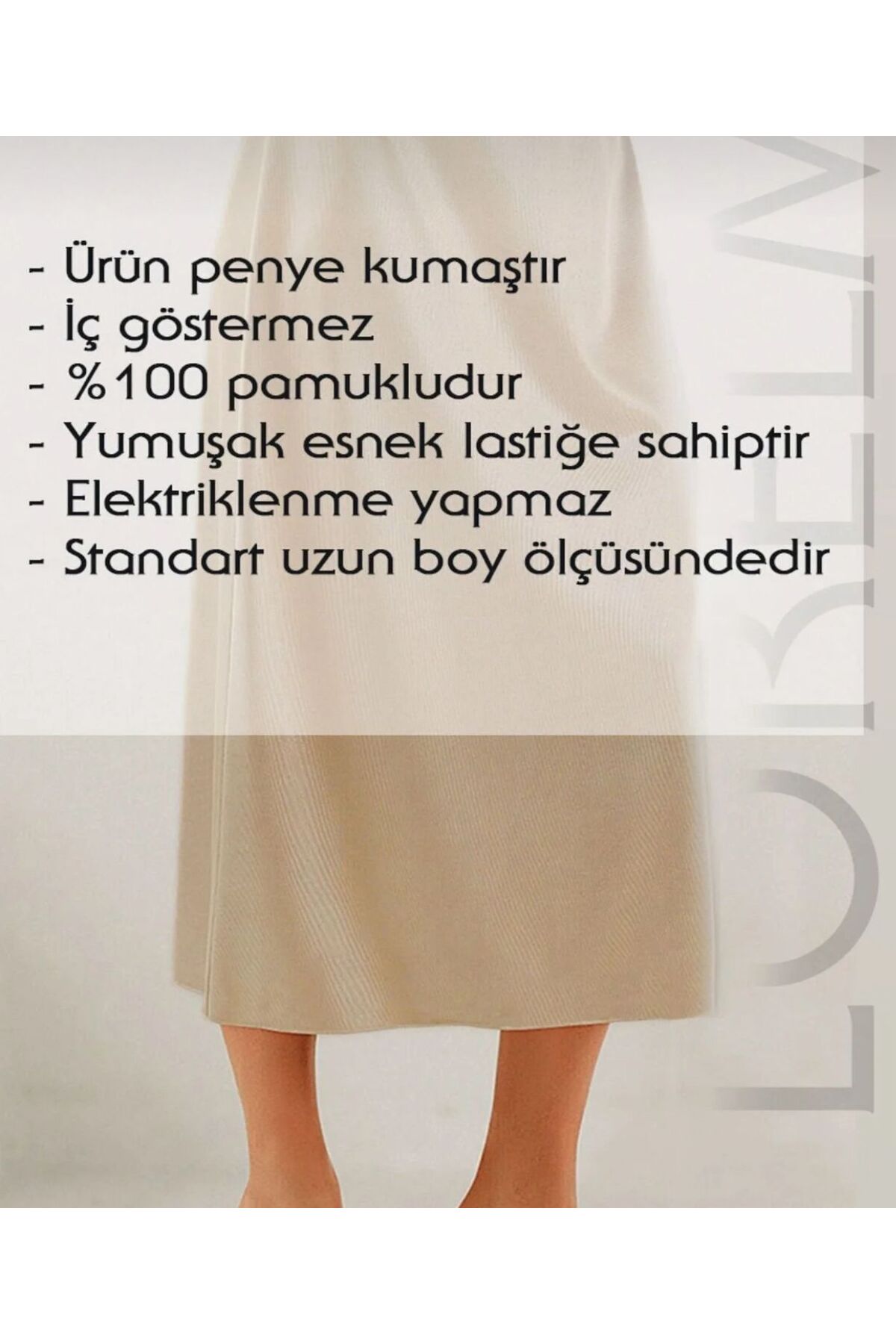 FASİON  Kadın Uzun Tam Boy İç Göstermez Ebise Astarı - Görsel 5