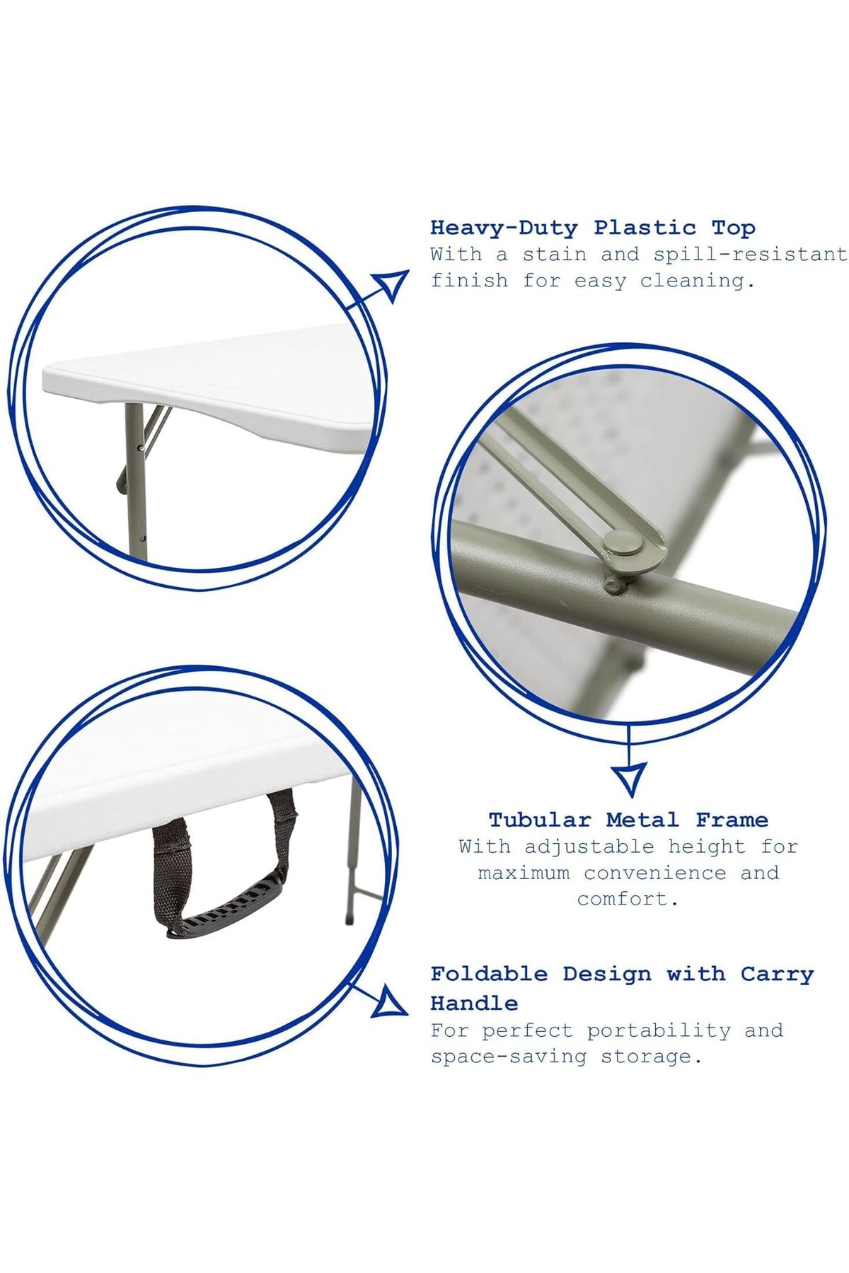 طاولة قابلة للطي محمولة قابلة للطي للتخزين السهل مثالية للاستخدام الداخلي والخارجي 120 سم 4 أقدام