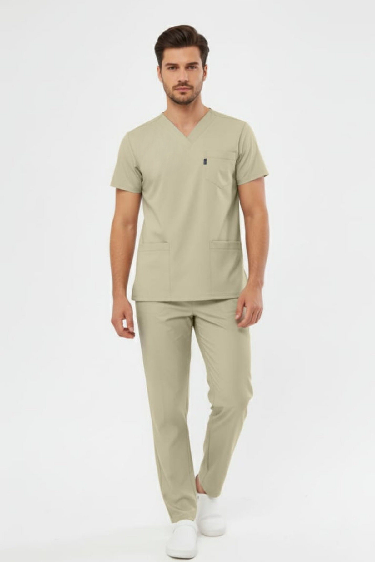 Beige Health Technician with Arma Gift in accordance with the New Regulation, Technician Jersey Lycra Scrubs Male