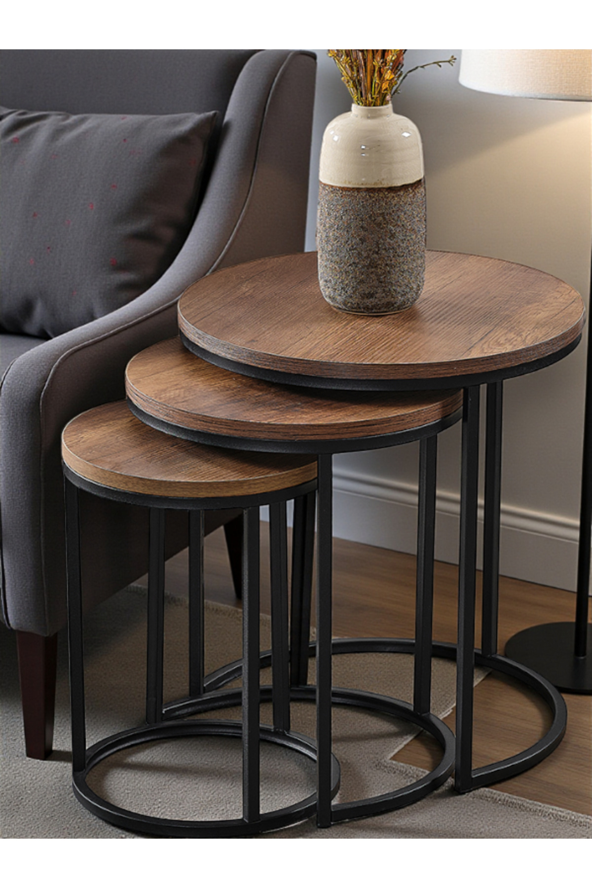 Koyu Ceviz Suntalam SİYAH METAL SEHPA zigon-sedaş-living-units-takım