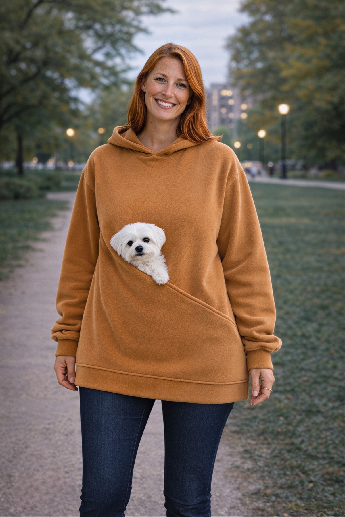 nisshop Kanguru Cepli Köpek Taşıma Sweatshirt, Kapüşonlu Evcil Hayvan Taşıyıcı Oversize Hoodie görsel 2
