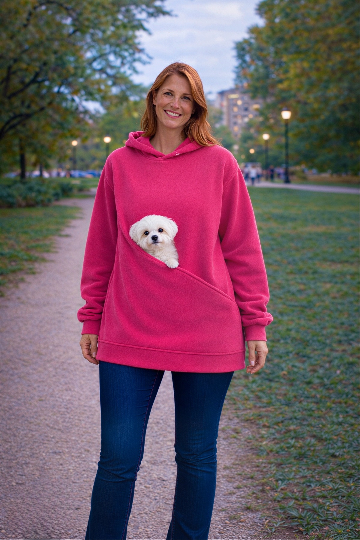 nisshop Kanguru Cepli Köpek Taşıma Sweatshirt, Kapüşonlu Evcil Hayvan Taşıyıcı Oversize Hoodie görsel 2