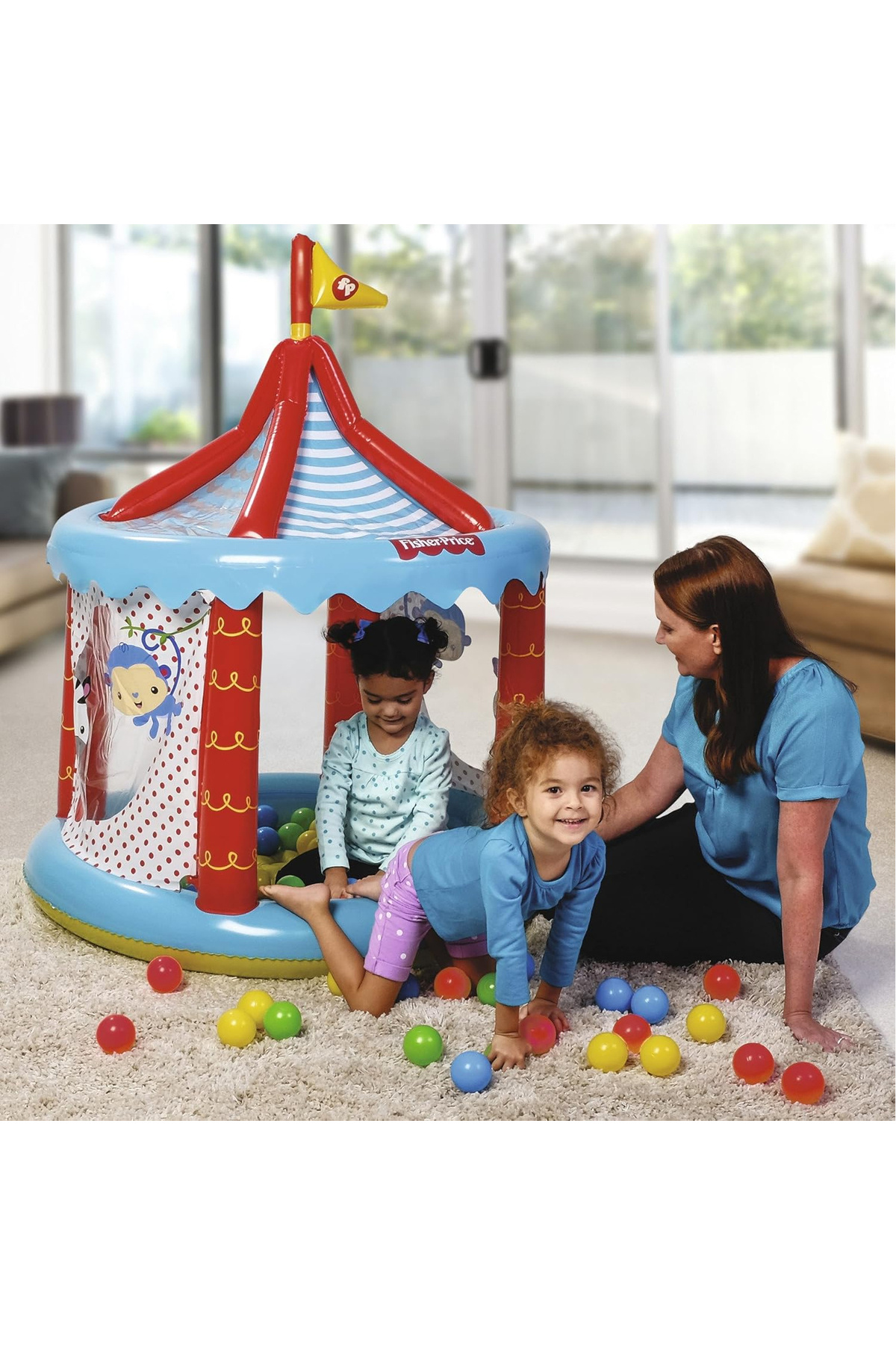 direkstoktan Sirk Şeklinde Şişme Çadır Şişme Tabanlı Oyun Evi / Inflatable Circus Play Tent for Kids fotoğrafı 3 (önizleme)