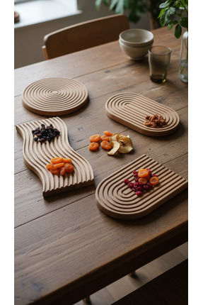 Mobika Home Sunum Tahtası & Kesme Tahtası, Ahşap Sunumluk, Doğal Ahşap Sunuml...