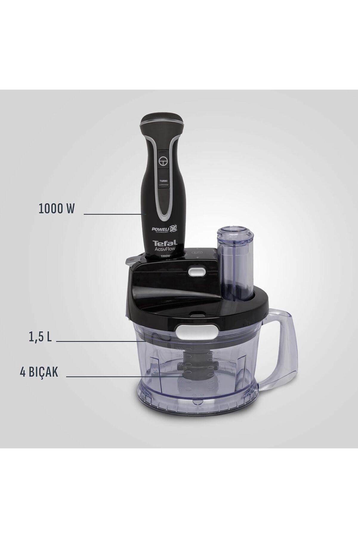 E&D Collection Powelix Activflow Pro 1000 Watt Blender Seti - Siyah fotoğrafı 3 (önizleme)