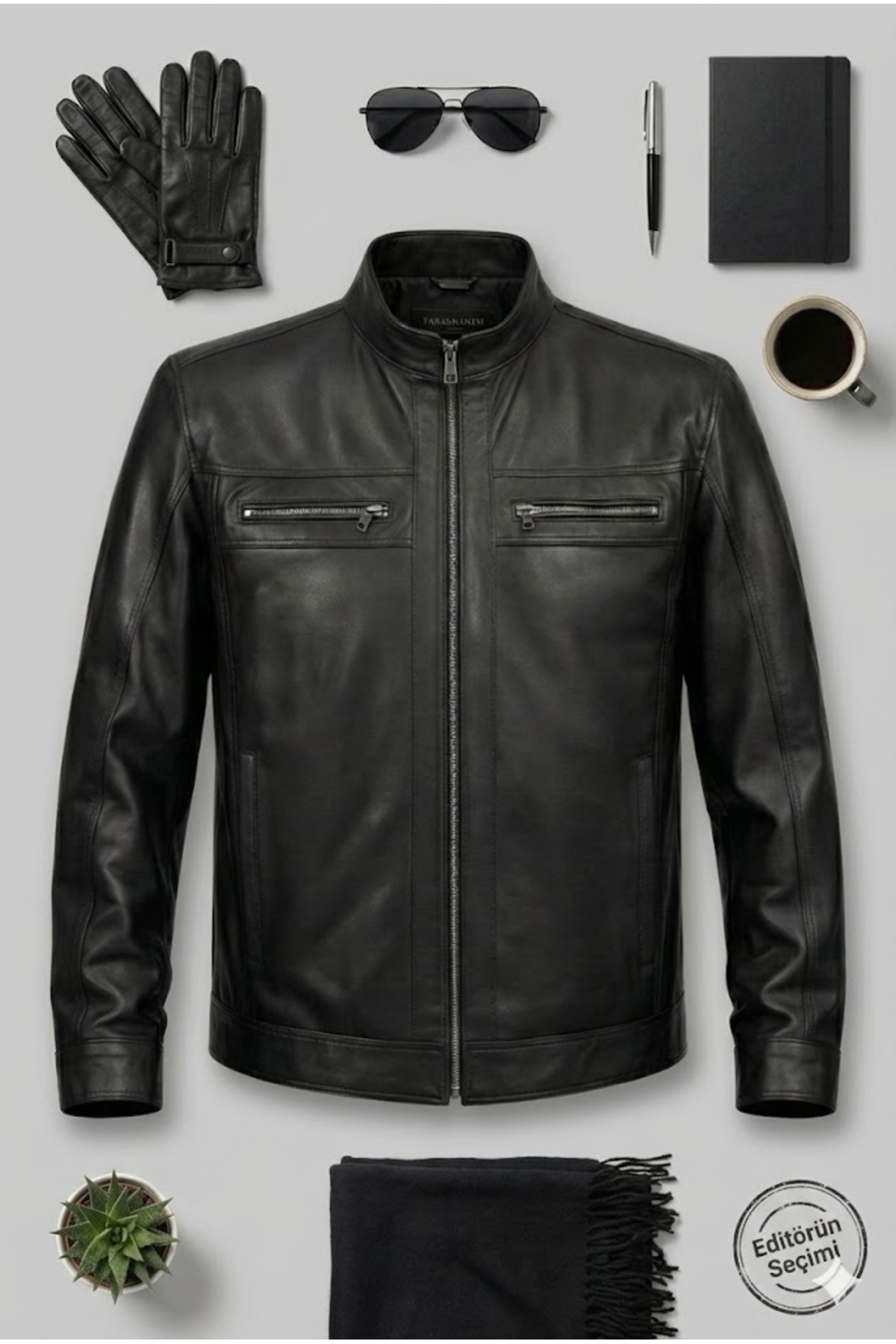 Verra  Hakiki Deri Siyah Erkek Mont - Hakim Yaka Kapitone Astarlı Kışlık Deri Ceket - Görsel 4