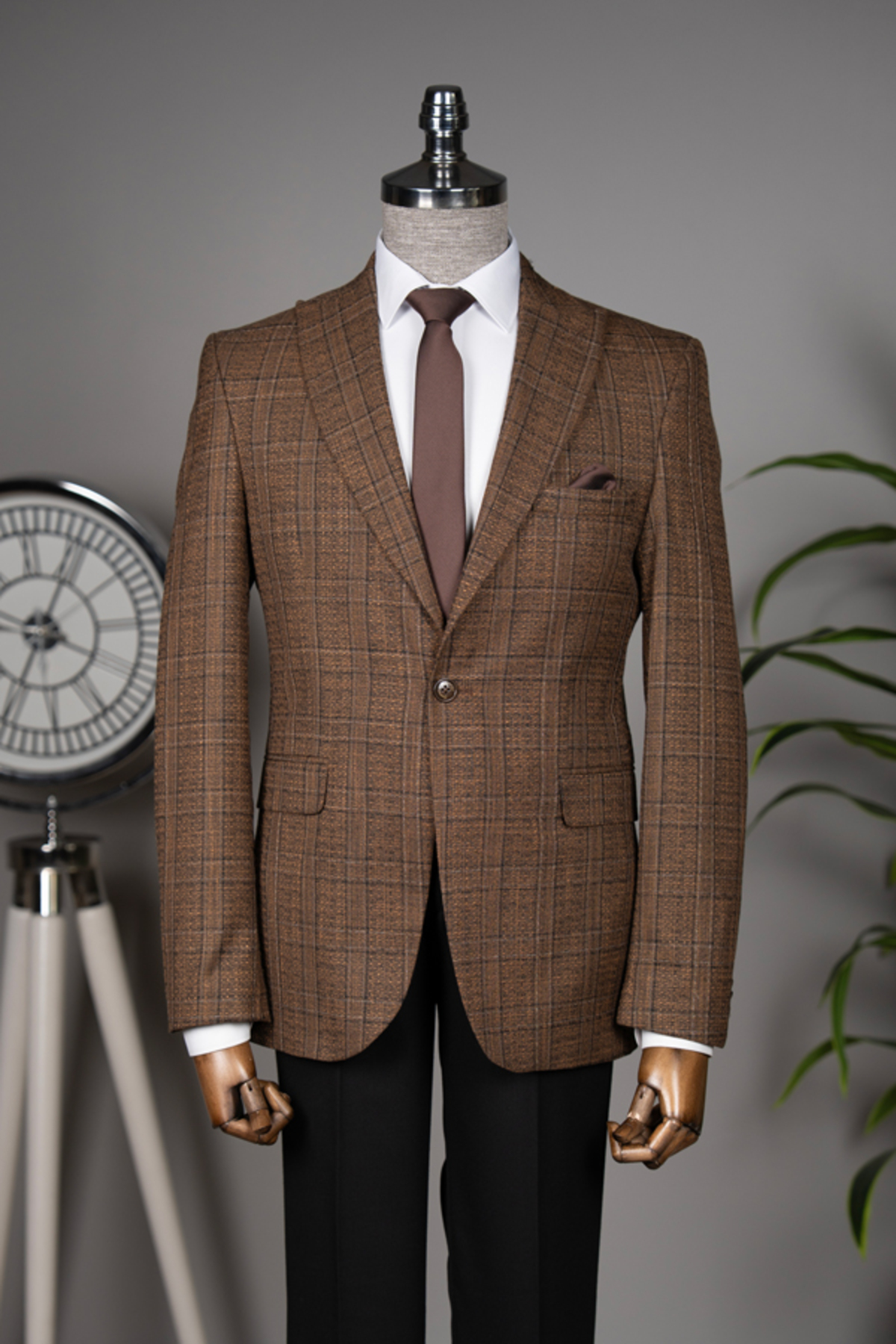 کت و شلوار ست – SlimFit. لطفا یک سایز بزرگتر انتخاب کنید. — بژ T01-KP8269 — تصویر 3 از 6