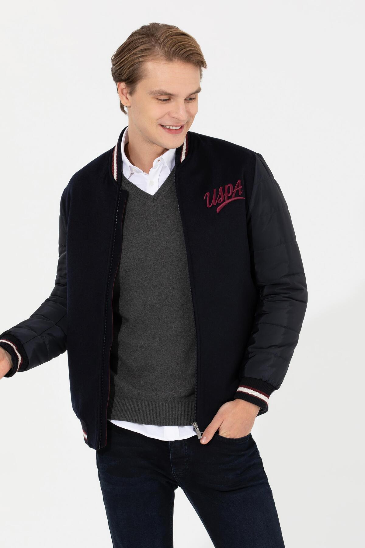 یو اس پولو ژاکت کشمیر سرمه‌ای مردانه 50254561-VR033