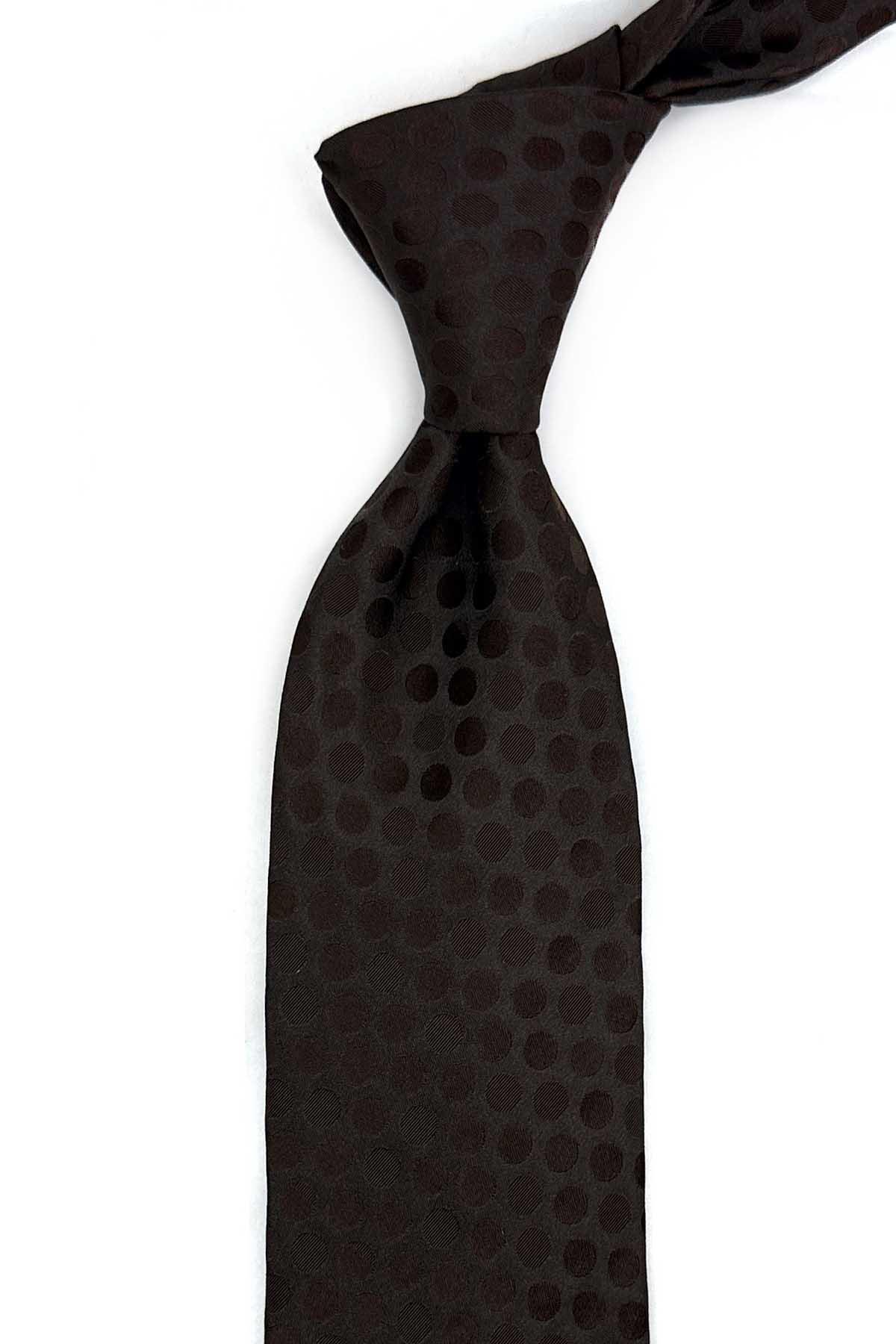  کراوات ابریشمی ایتالیایی طرح‌دار قهوه‌ای کرستو مدل IK2273