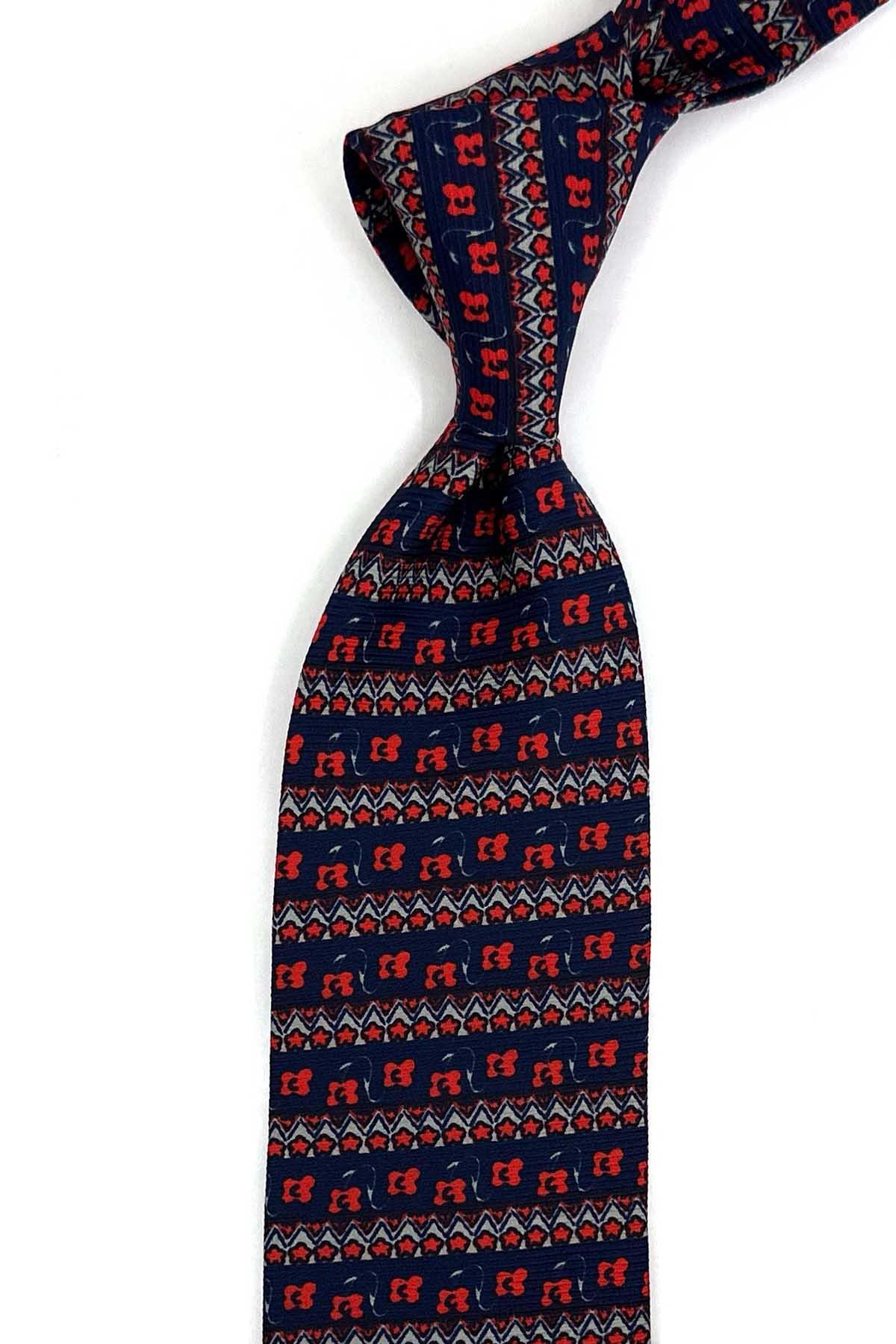 کراوات ابریشمی ایتالیایی طرح نووارتو مدل سرمه‌ای IK2272