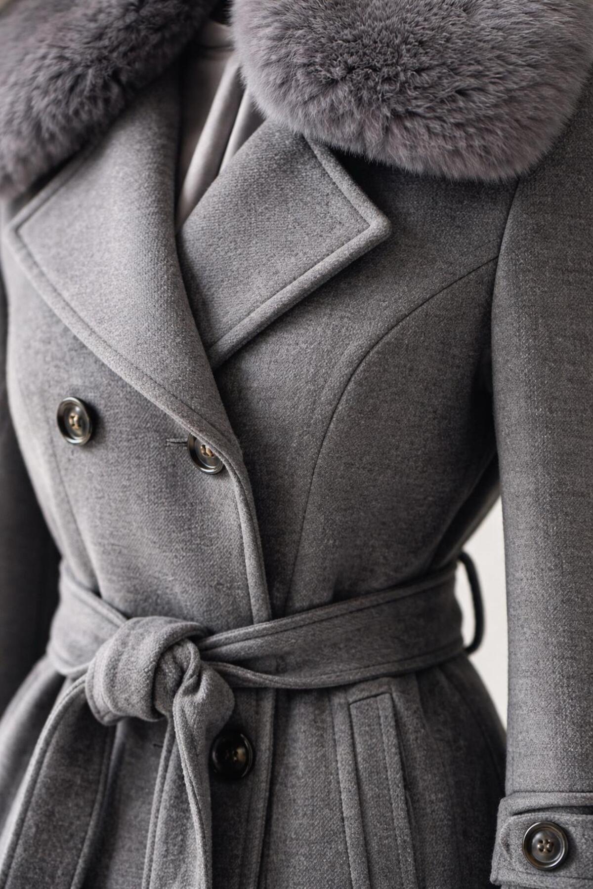 ESİN GİYİM  KRUVAZE KAŞE PALTO - Görsel 3