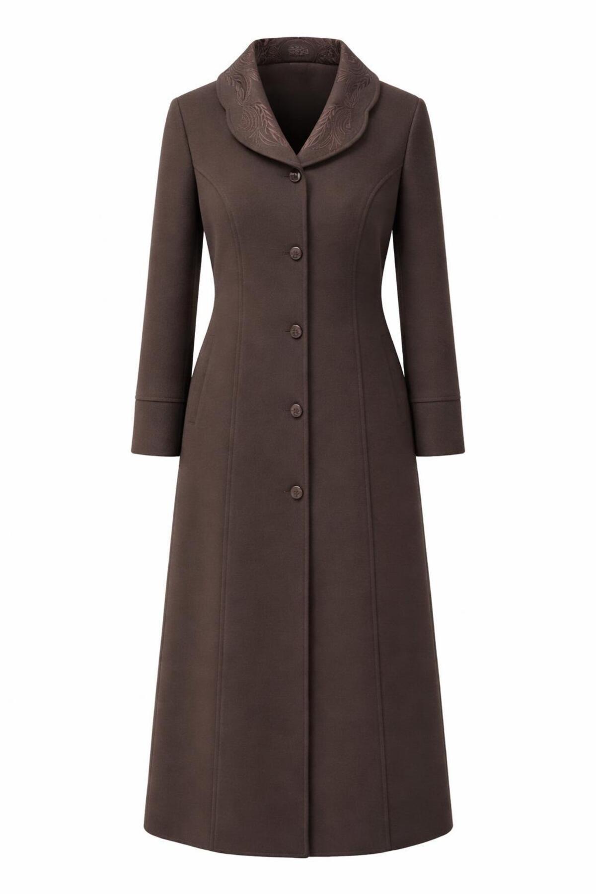 ESİN GİYİM  NAKIŞ DETAYLI BÜYÜK BEDEN MANTO