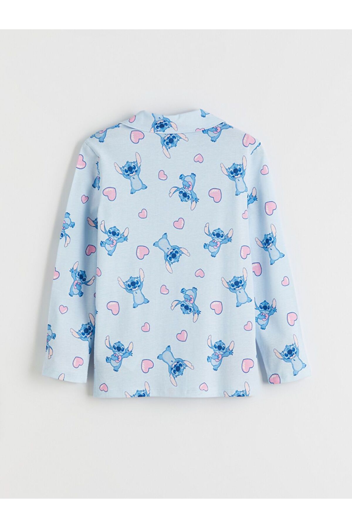 LC Waikiki Gömlek Yaka Stitch Baskılı Kız Çocuk Pijama Takımı fotoğrafı 4 (önizleme)