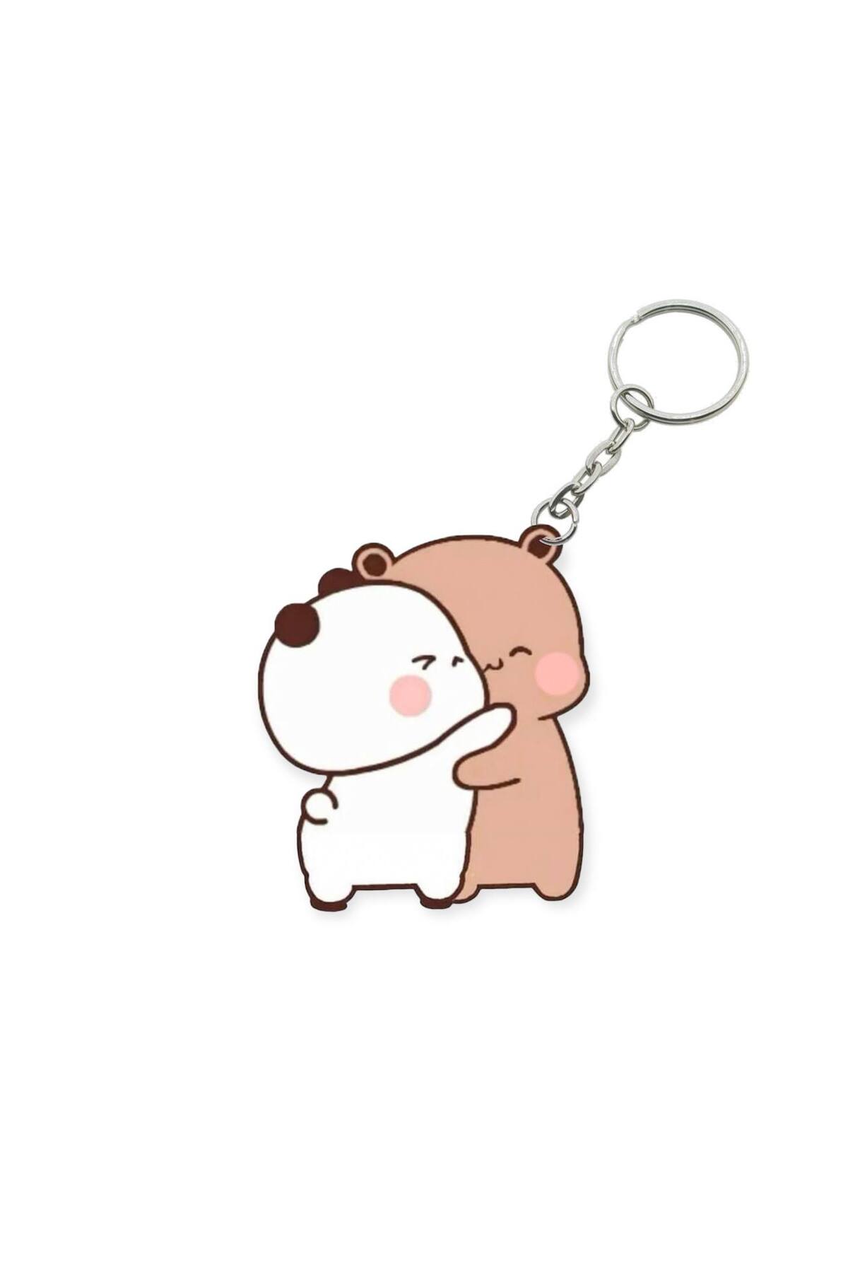 Dudu Bubu Panda Teddy Bear Couple Keychain Valentine Special Gift Bag Ornament Charm Valentine's Day