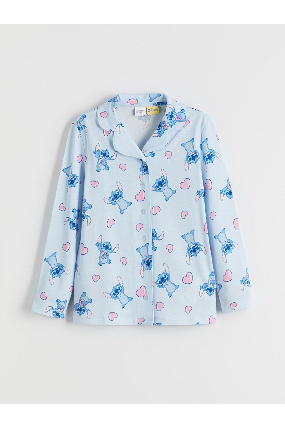 LC Waikiki Gömlek Yaka Stitch Baskılı Kız Çocuk Pijama Takımı fotoğrafı 2 (önizleme)